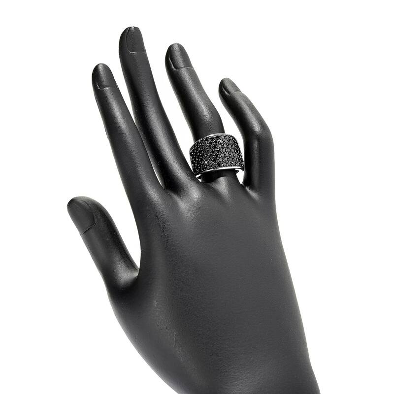 925 Sterling Silver Black Spinel Band Ring