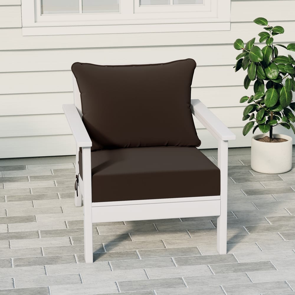 Birchwood All Weather HDPE Outdoor Patio Deep Seating White Club Chair With Cushions (1-Piece)