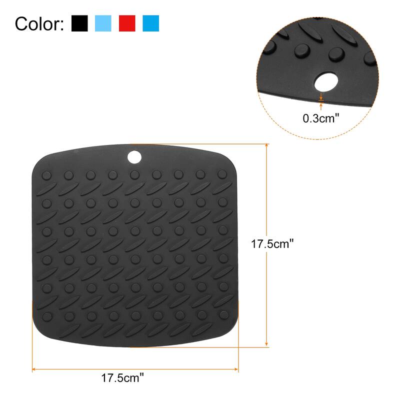 4Pcs Silicone Trivet Mat Heat Resistant Placemat Pan Pot Holder Mats - Black, Red, Blue, Light Blue