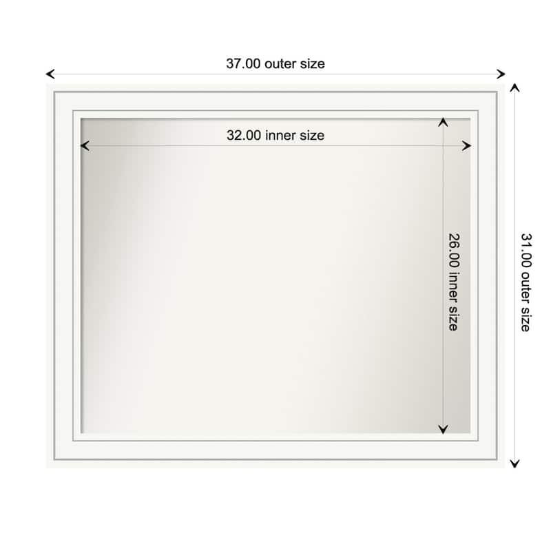Craftsman White Framed Non-Beveled Custom Wall Mirror, Bathroom Vanity Mirror - Outer Size: 37 x 31