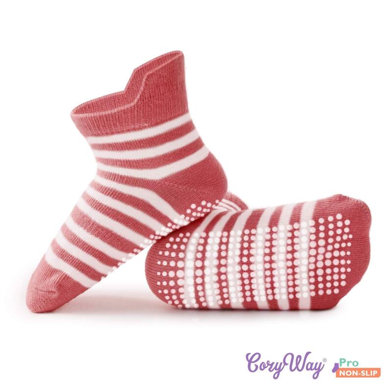 CozyWay Ankle Grip Socks Girls Stripe/Multicolor - 12 pair, 6-12 Months