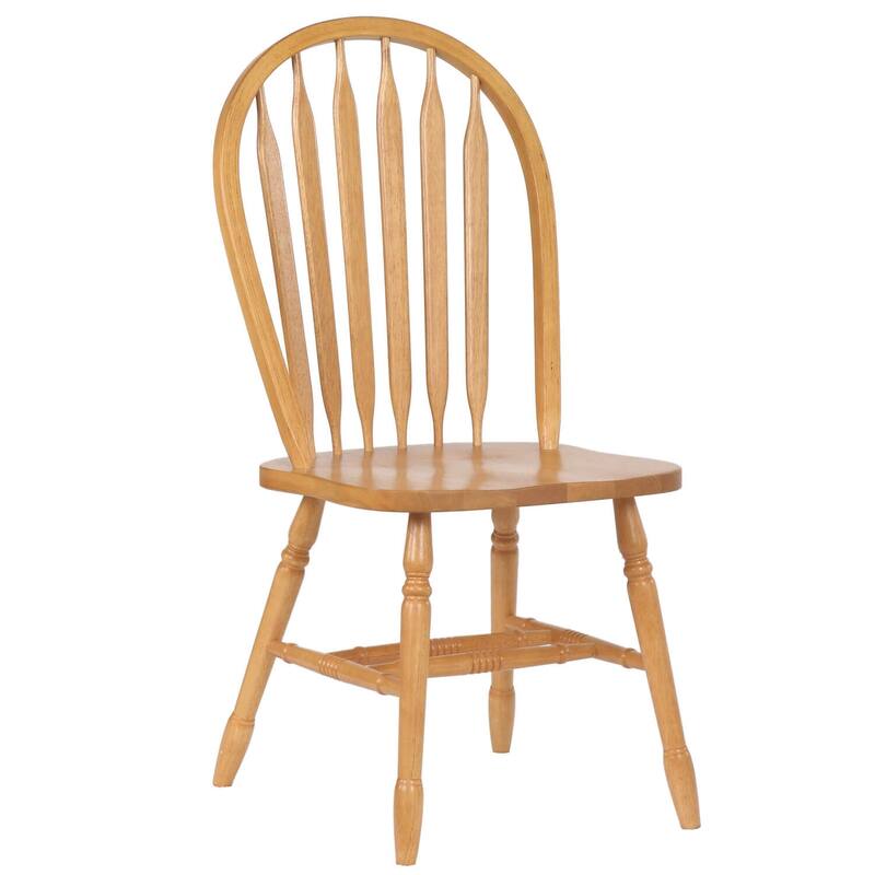 Extendable Dining Set 5 Pc - 48"-60" Table, Retro Arrowback Chairs, Light Oak Wood, Seats 4-6