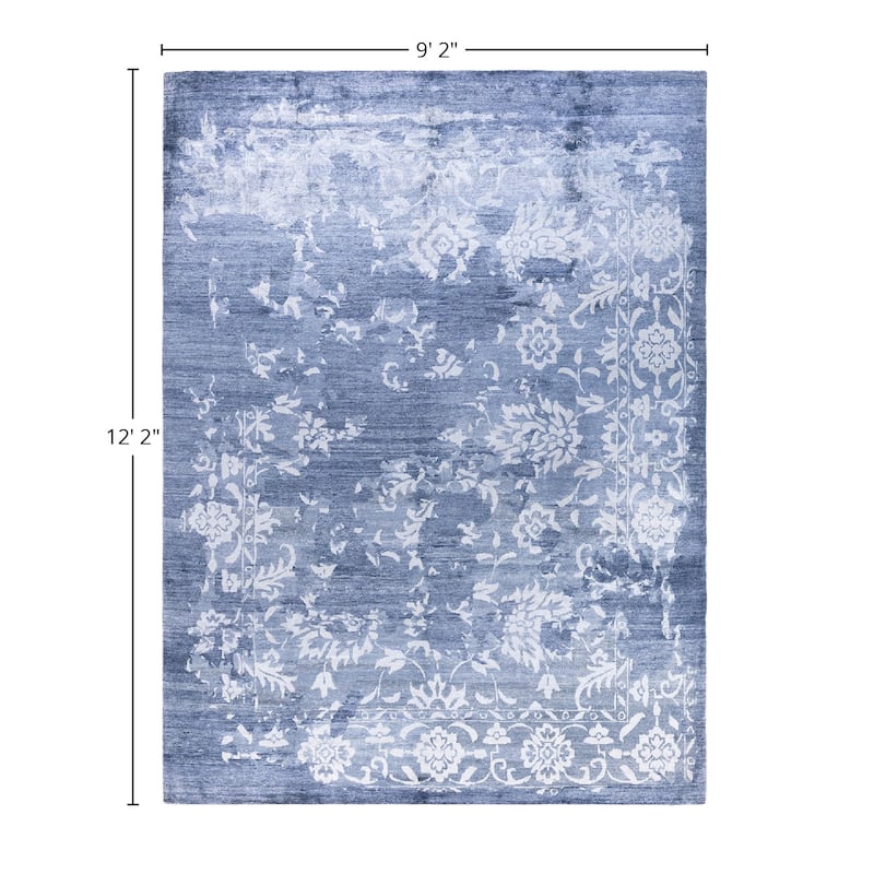 Modern One-of-a-Kind Hand-Knotted Area Rug - Gray, 9' 2" x 12' 2" - 9' 2" x 12' 2"