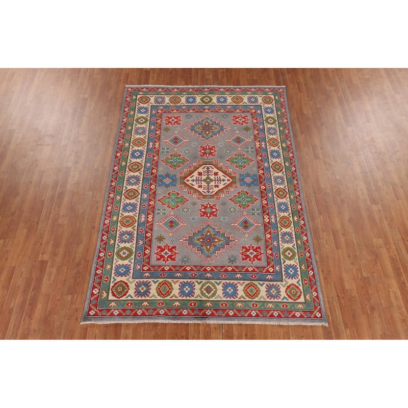 Kazak Oriental Area Rug Hand-Knotted Home Decor Wool Carpet - 6'1" x 8'10"