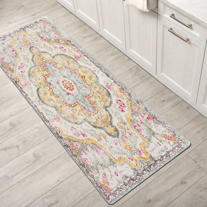 World Rug Gallery Distressed Bohemian Anti-Fatigue Standing Mat - 18"x47"