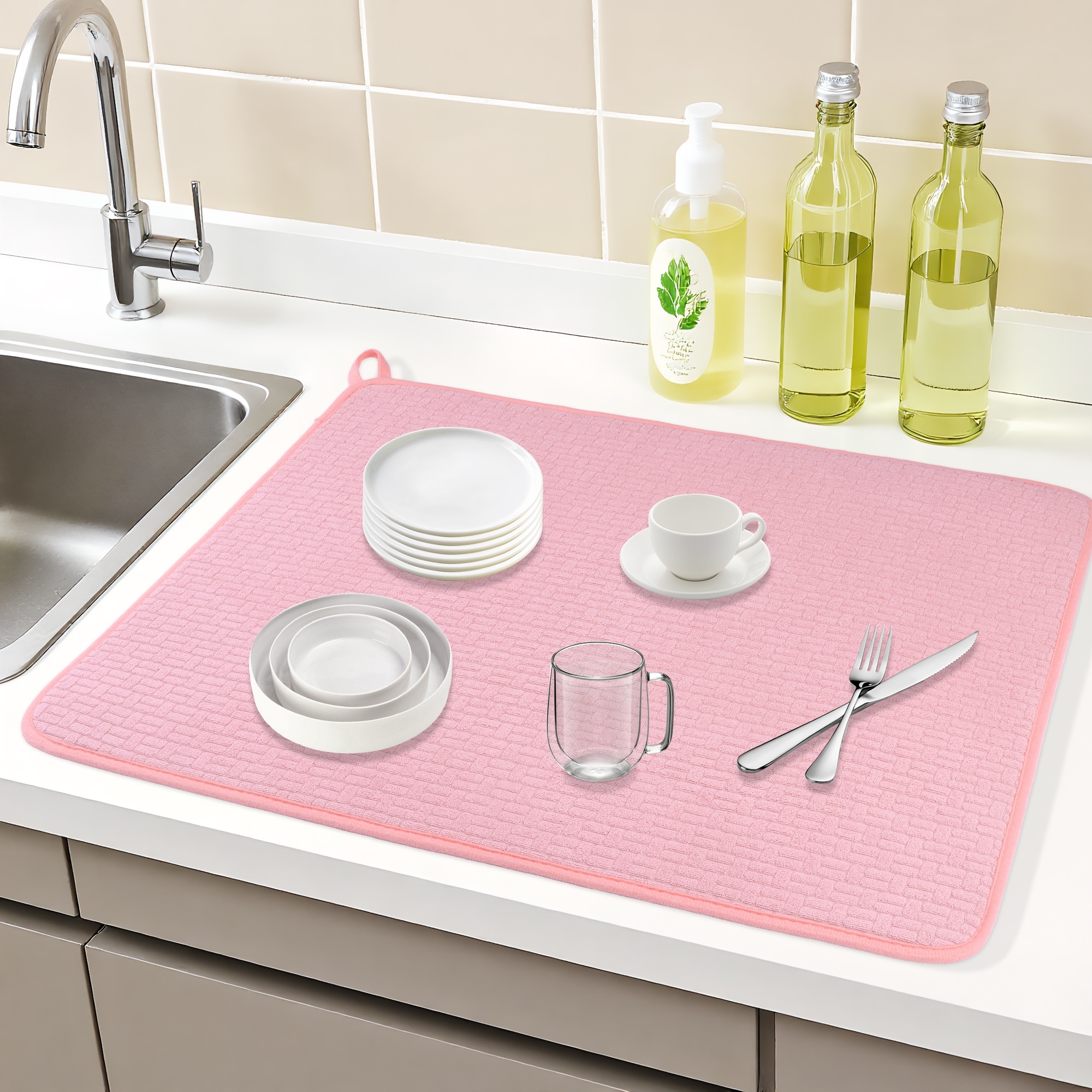 Dish Drying Mat, Absorbent Microfiber Kitchen Mat, Stone Drying Mat for Kitchen Counter