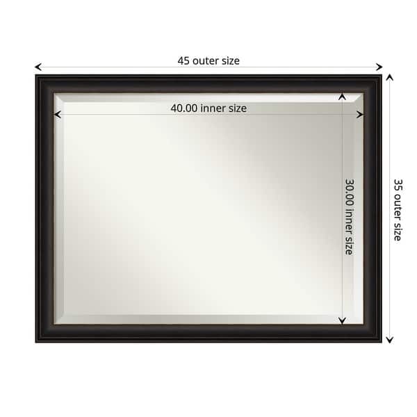 dimension image slide 5 of 6, Beveled Bathroom Wall Mirror - Trio Oil Rubbed Bronze Frame - Trio Oil Rubbed Bronze