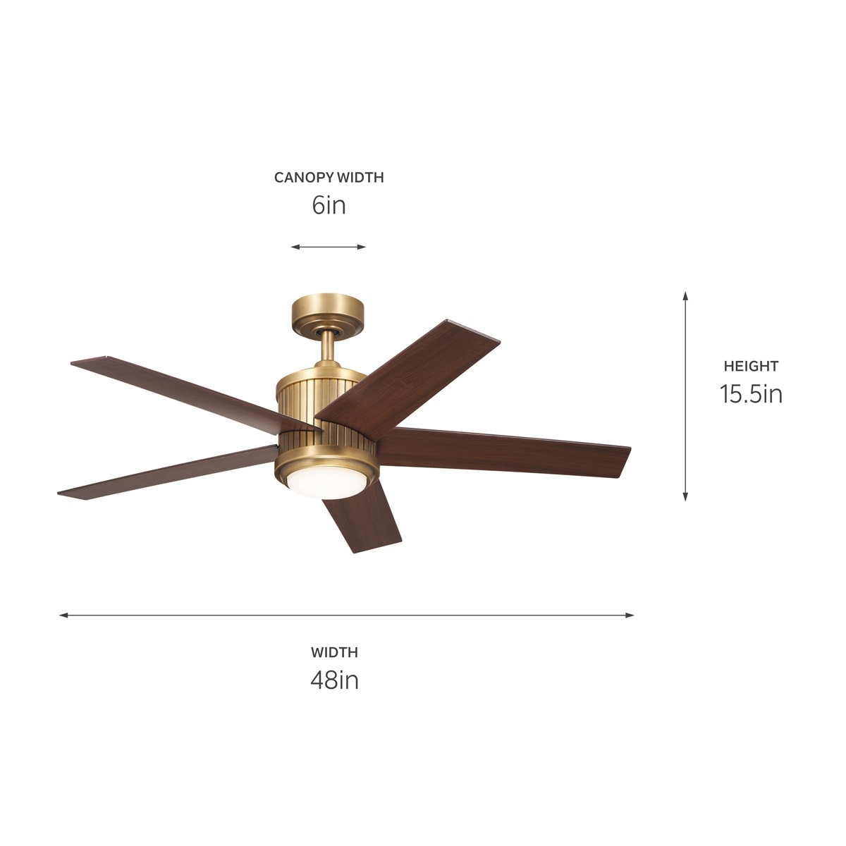 Kichler Lighting Brahm 48 inch Integrated LED Indoor Natural Brass Ceiling Fan