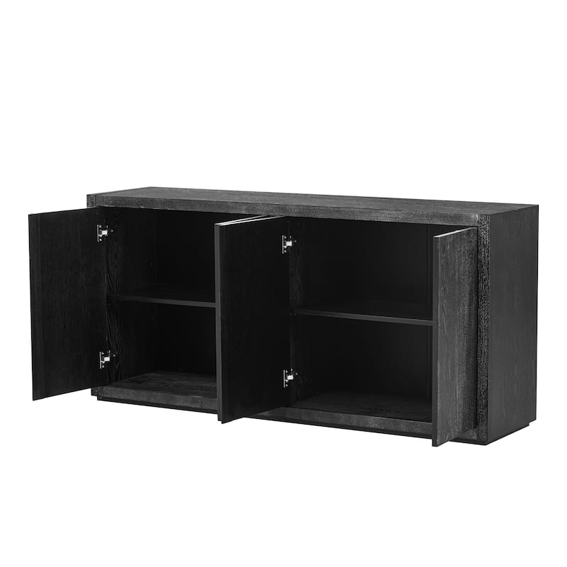 Modern Four-Door Accent Cabinet with Ash Veneer, Adjustable Shelves, Ideal for Living Room, Hallway, and Entryway Storage