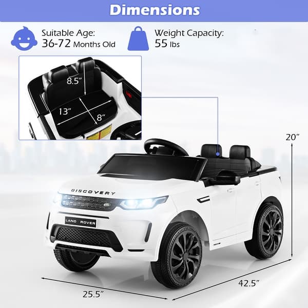 dimension image slide 0 of 2, Gymax 12V Kids Ride On Car Licensed Land Rover Electric Vehicle w/