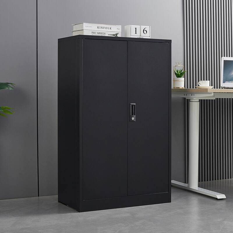 Modern Filing Cabinet Folding Storage Cabinet with Door Locks and Adjustable Shelves, for Home Office, School Garage