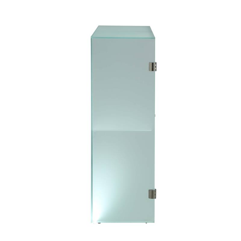 Somette Frosted Glass Cabinet with Doors, Shelves & LED Lights