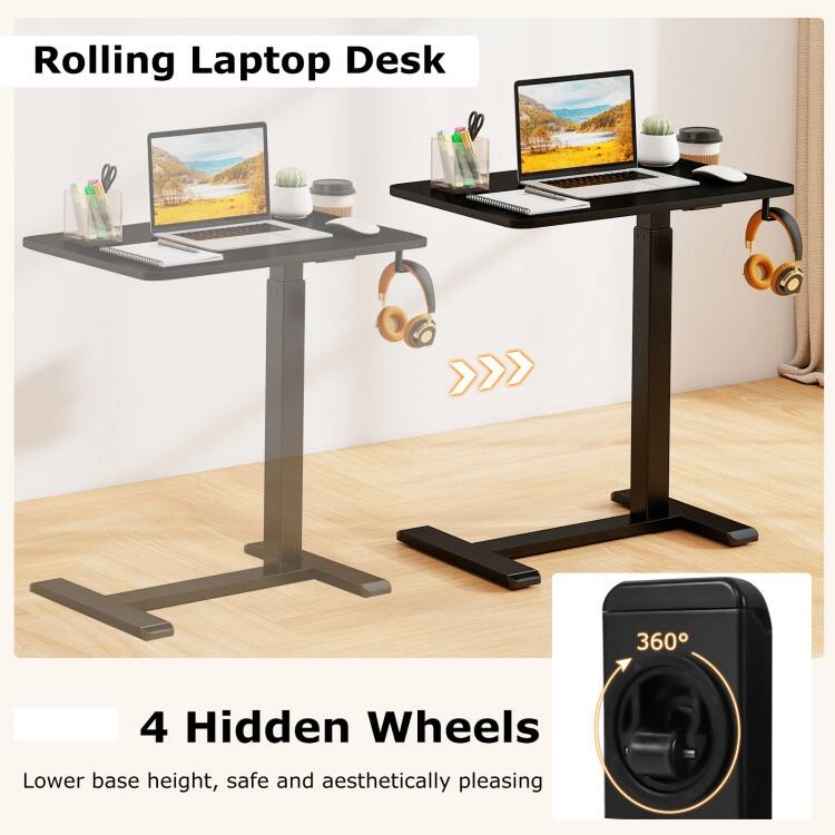 Engineered Wood Mobile Standing Desk with Adjustable Height