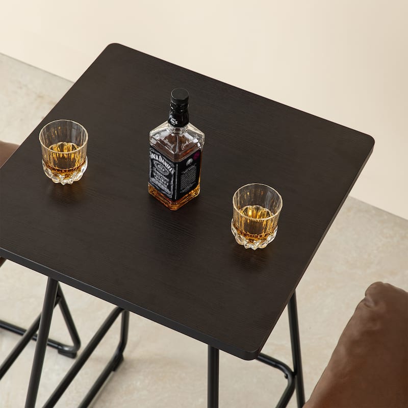 Carbon Loft Greenwood Industrial Metal Pub/Bar Table With Elm Top