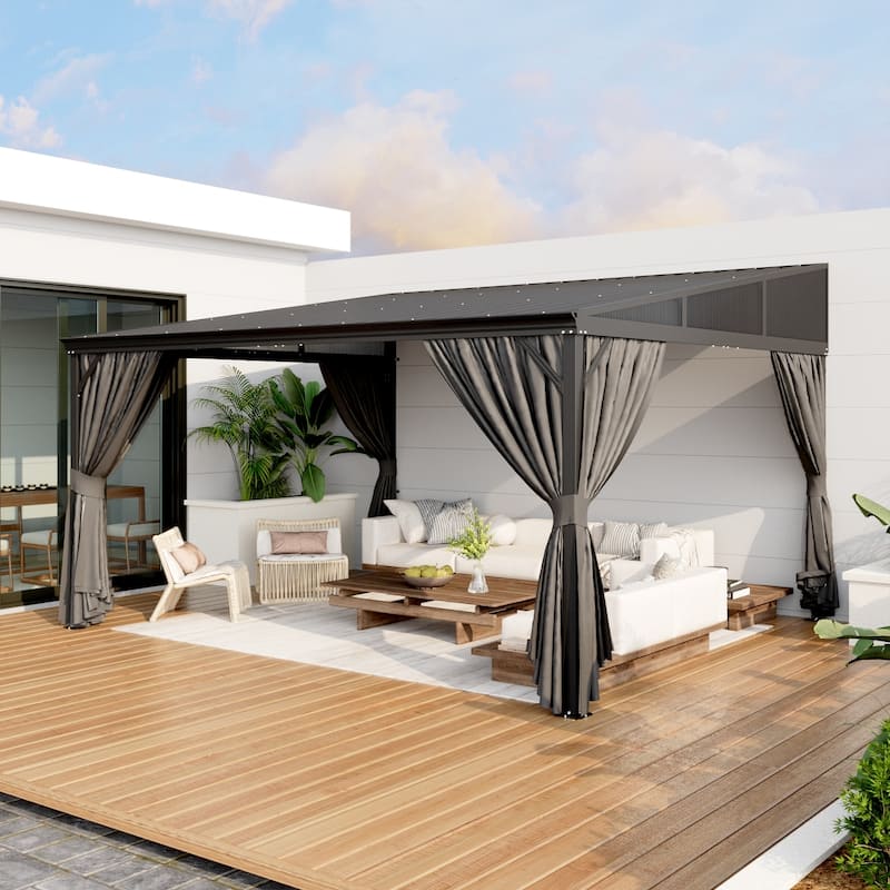 Aluminum Patio Gazebo Curtains Mosquito Netting Outdoor Canopy Backyard Poolside Garage Door