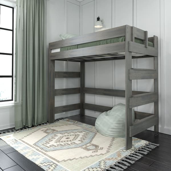 slide 2 of 7, Max and Lily Farmhouse Twin-Size High Loft Bed Driftwood