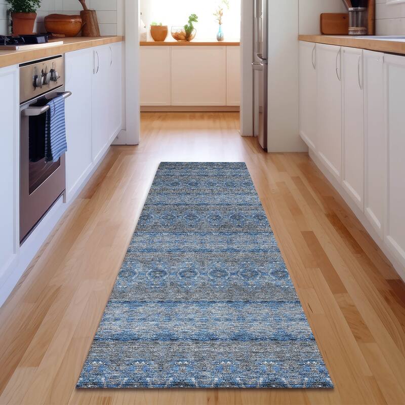 Premium Washable Super Soft Boho Stripes Mayfield Rug - Navy - 2' 3" x 7' 6" - Runner