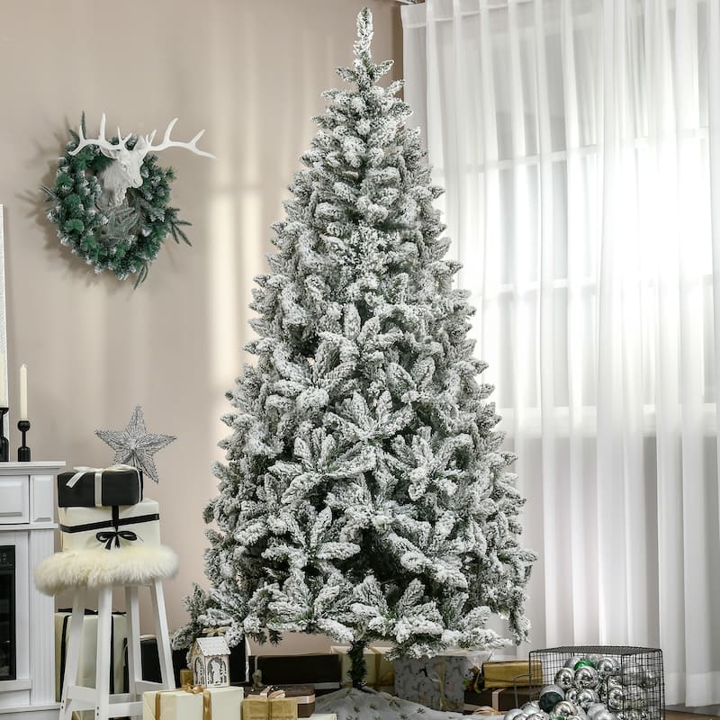Full and Lifelike 7.5ft/9ft Snow Flocked Christmas Tree Perfect for Home and Office Holiday Decoration