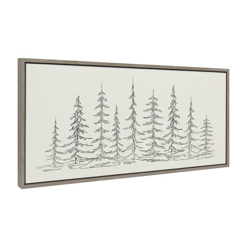 Kate and Laurel Sylvie Trees Canvas by The Creative Bunch Studio - 18x40 - Plastic - Grey