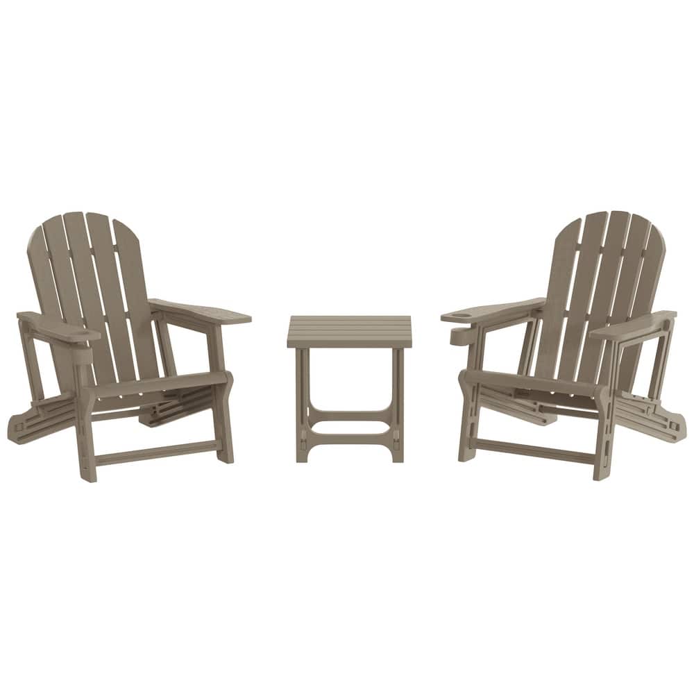 Coastline Outdoor Poly 3-Piece Set Adirondack Chair with Side Table