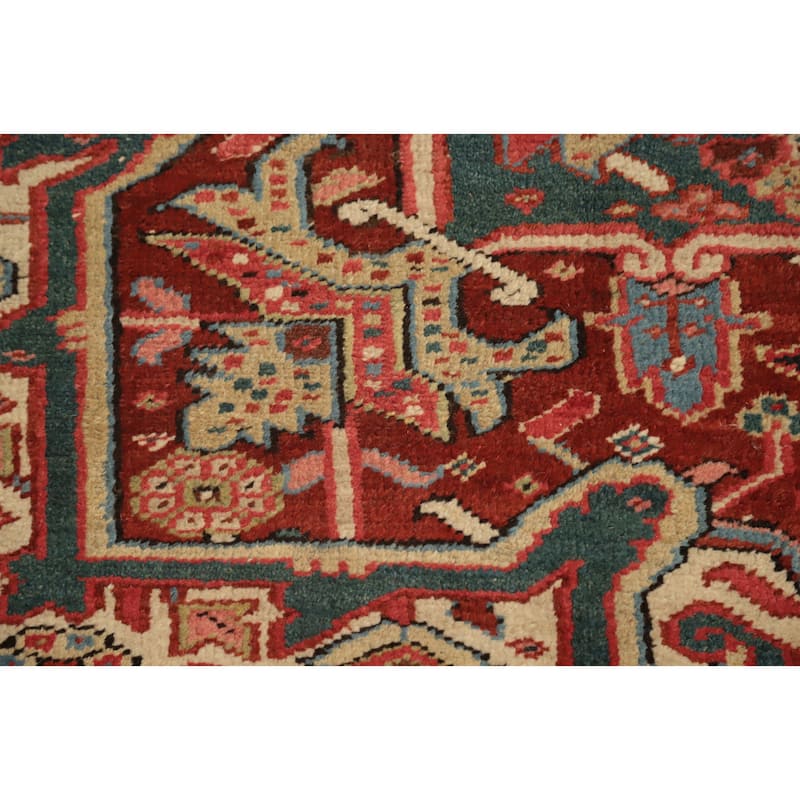 Hand Knotted Oriental 100% Wool Carpet Traditional Medallion Oranges & Rust Heriz (serapi) Area Rug - 12' 11'' X 8' 11''