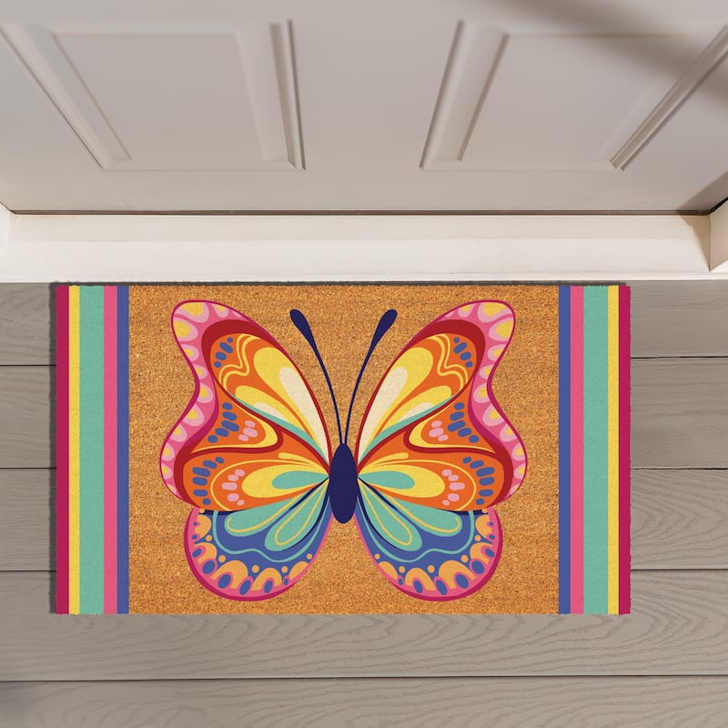Radiant Butterfly Coir Mat 30"x18" - 30" x 18"