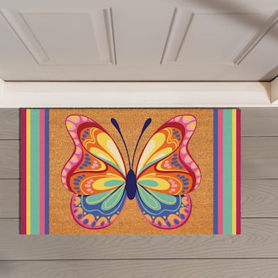 Radiant Butterfly Coir Mat 30"x18" - 30" x 18"