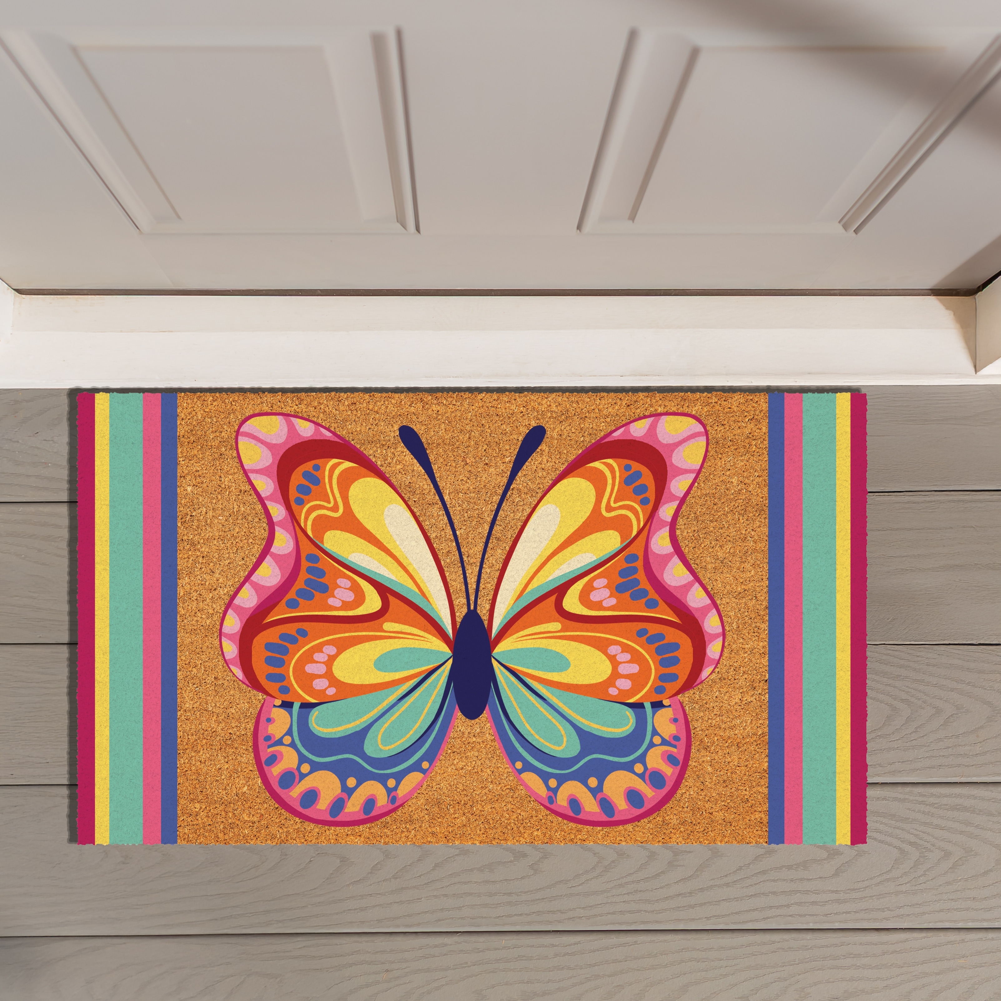 Radiant Butterfly Coir Mat 30"x18" - 30" x 18"