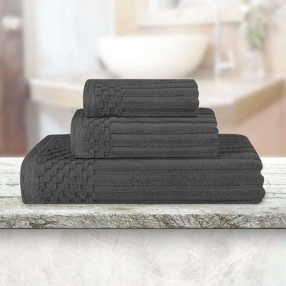Superior Soho Ribbed Cotton 3-Piece Assorted Towel Set