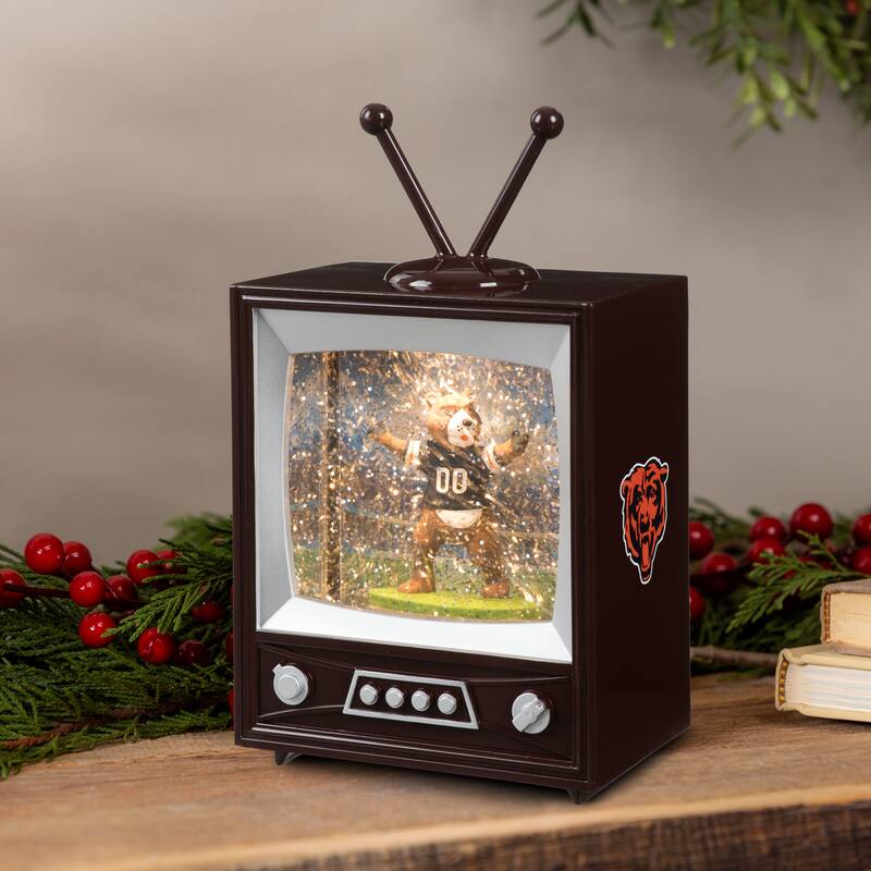 Chicago Bears 8 in. Vintage TV Light Up Water Lantern Snow Globe with Mascot
