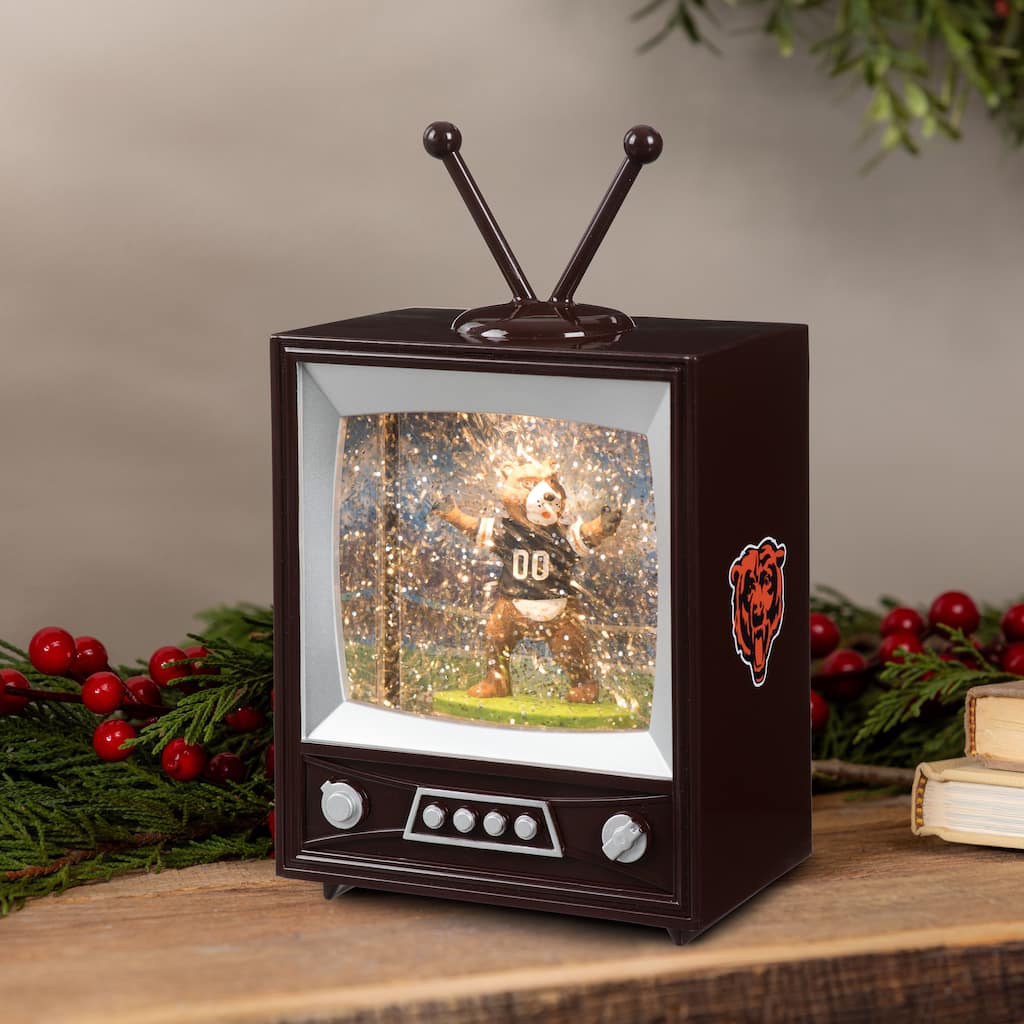 Chicago Bears 8 in. Vintage TV Light Up Water Lantern Snow Globe with Mascot