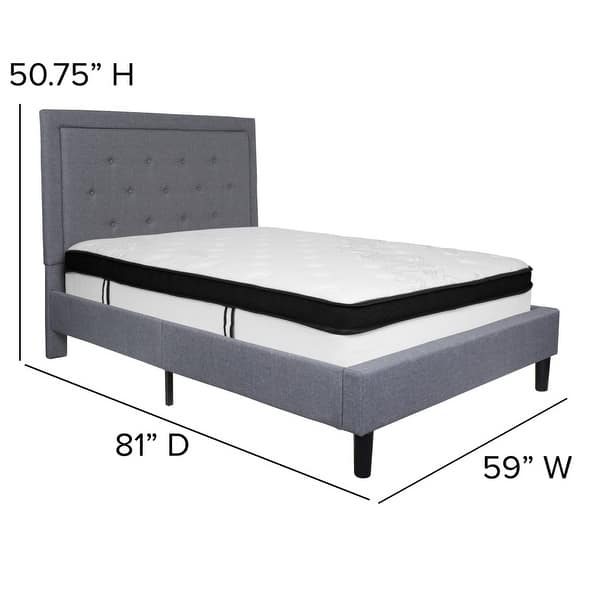 Panel Tufted Platform Bed and Memory Foam Pocket Spring Mattress Bed