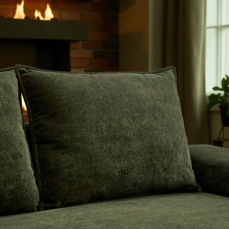 84.5" Modern Velvet Upholstered Sofa, 3-Seater Couch with Durable Wooden Frame for Living Room & Apartments