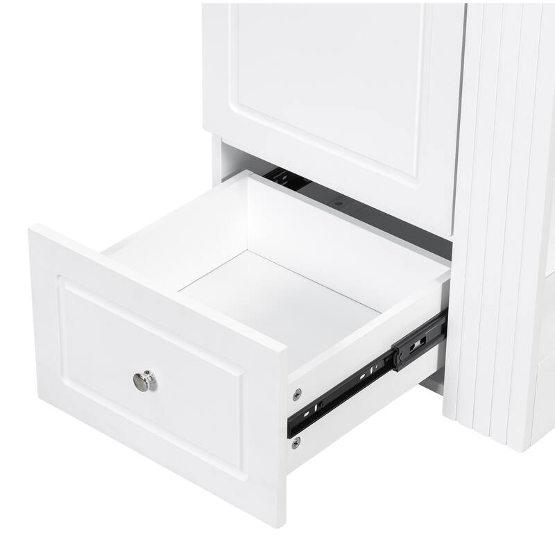Roomfitters 20" Bathroom Vanity with Sink, Soft-Close Drawer, Side Open Shelves & Pinewood Towel Bar