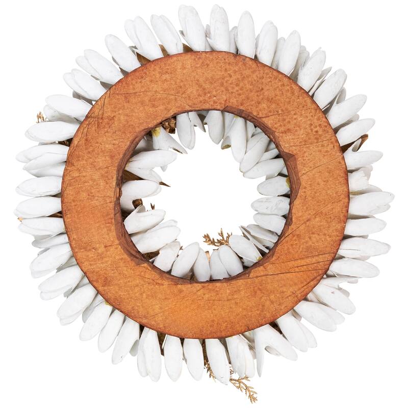 Glittered Wood Petals and Apples Christmas Wreath - 13.5" - Unlit