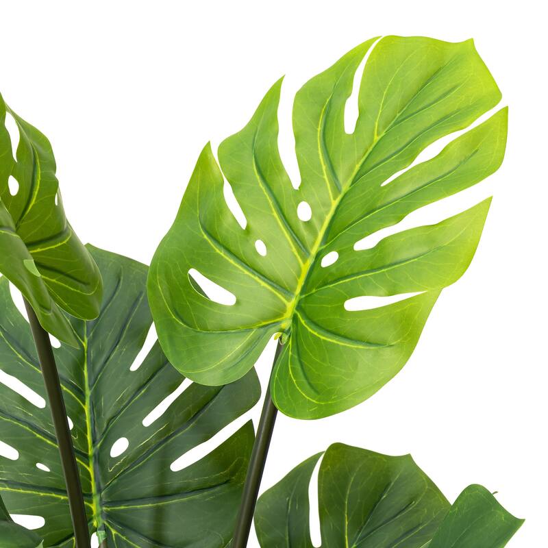 Glitzhome 3ft-6ft Set of 2 Artificial Olive Trees/ Bamboo/ Ficus with Ceramic Planters Real Touch