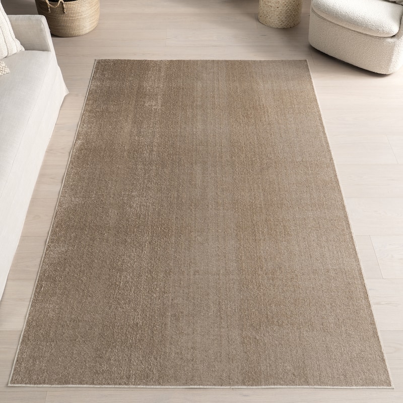 Nuloom Argelia Solid Machine Washable Area Rug - 6' 7" x 9' - Beige - Rectangle