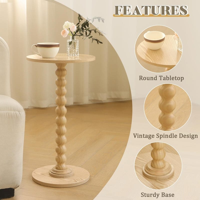 Round Side Table - 11.8"D x 11.8"W x 21.6"H
