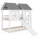 preview thumbnail 4 of 9, Low-Profile Twin Over Twin House Bunk Bed, Solid Pine Wood Kids Floor Bed Frame with Slide and Windows for Girls Boys, White