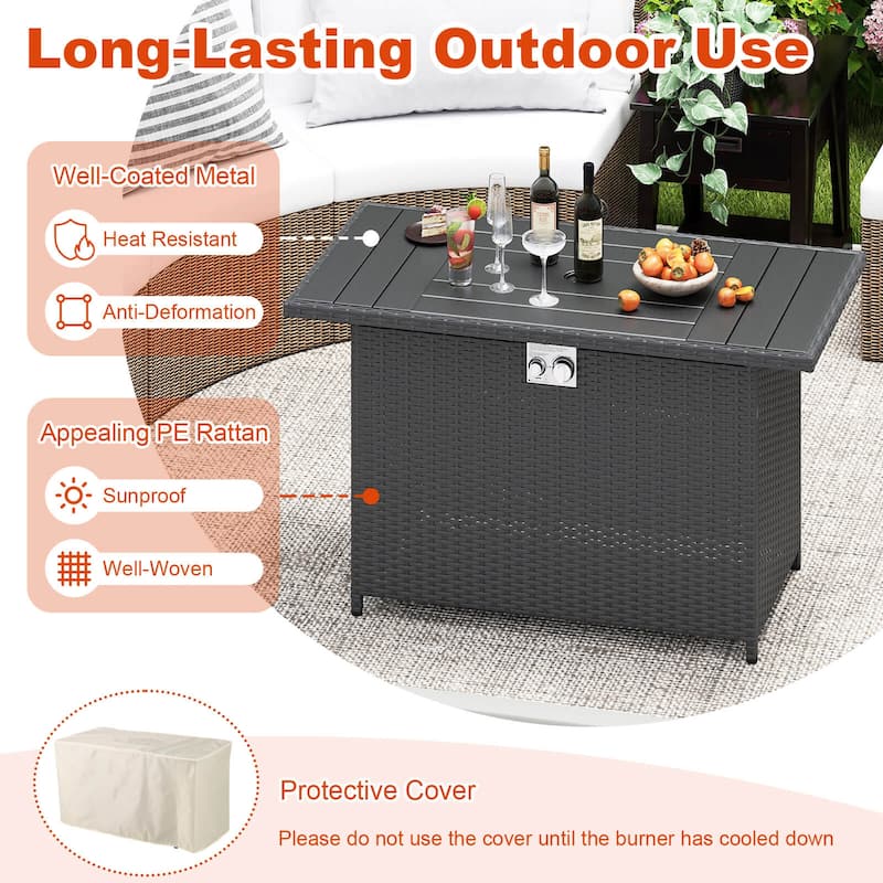 Costway 44.5" Propane Fire Pit Table with Metal Slatted Tabletop & - See Details