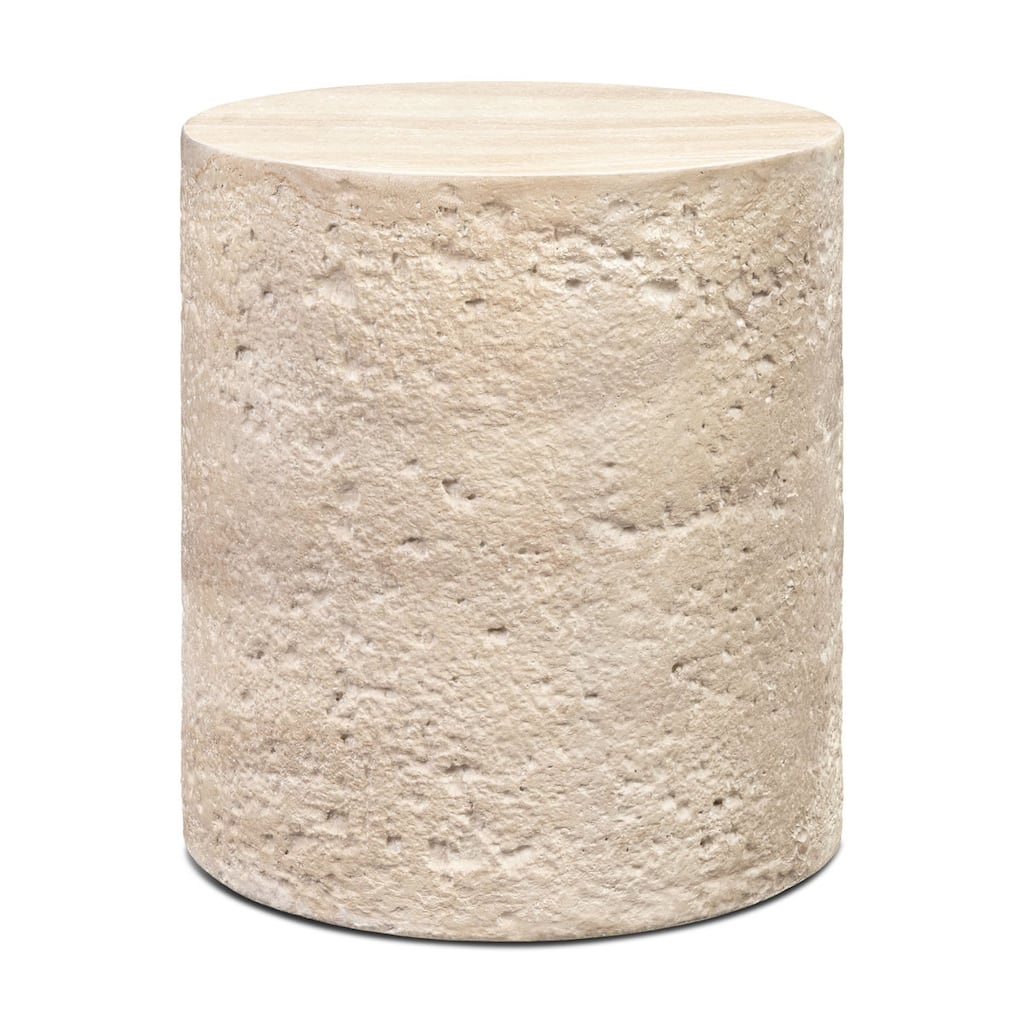 Rokka Drum Concrete Side Table with Stone Texture