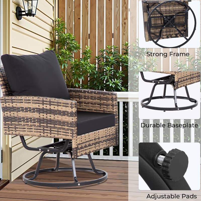 Durable Outdoor Swivel Patio Chairs with Cushions & Rattan Design