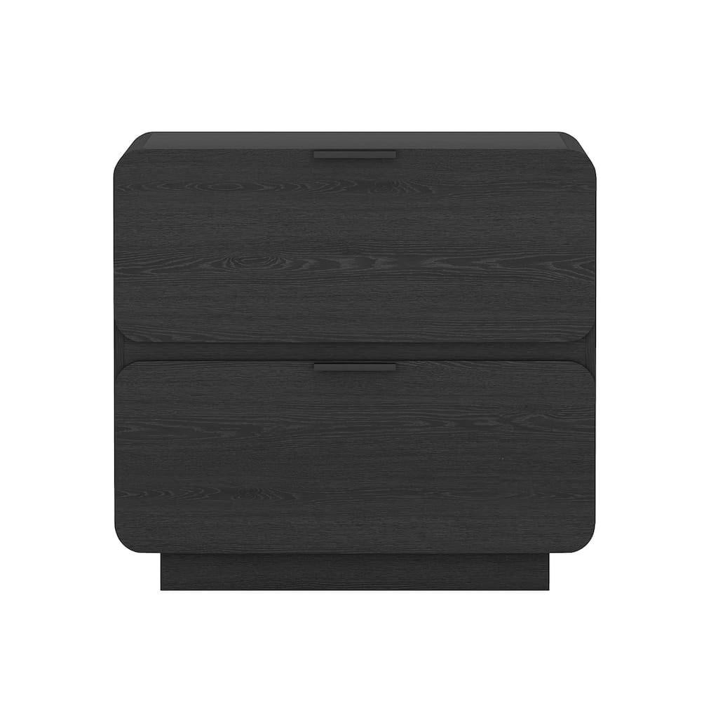 Modern Black 2-Drawer Nightstand with Full Extension Drawers
