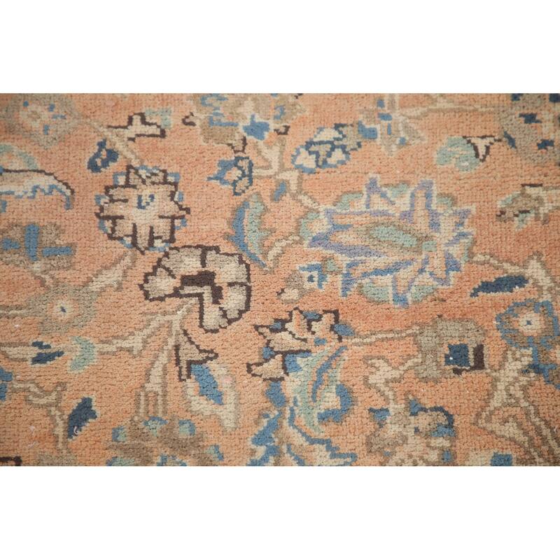 Hand Knotted Oriental 100% Wool Carpet Traditional Floral Oranges & Rust Mashad Area Rug - 12' 5'' X 9' 11''