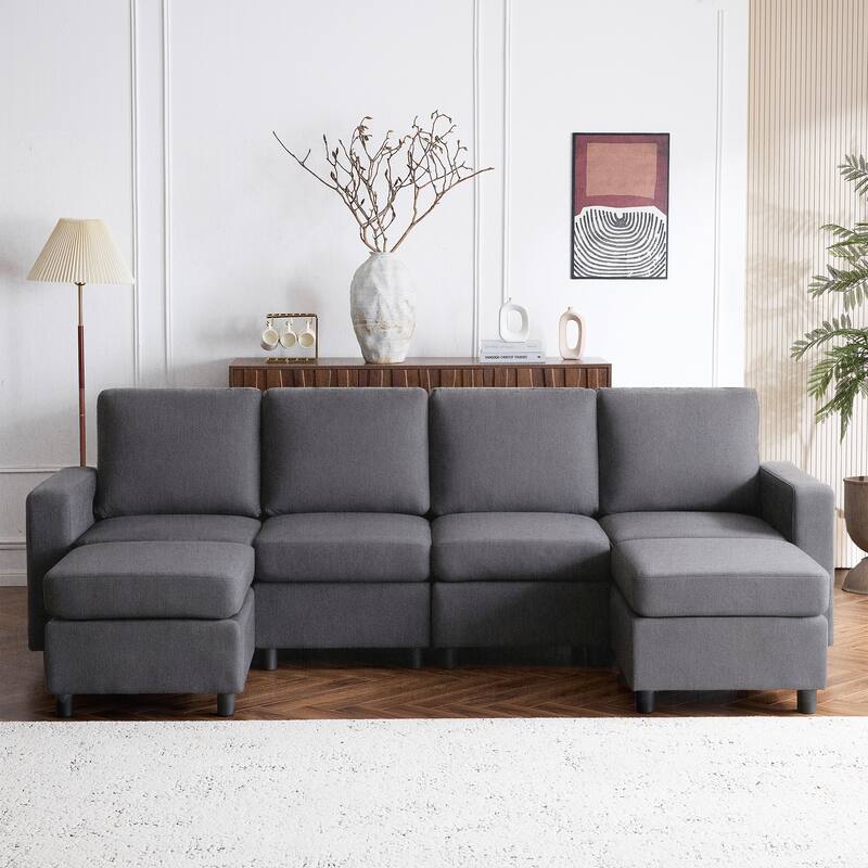 Erommy 6/7-Piece Modular Sectional Sofa – Reversible L-Shaped Couch with Hidden Storage, Space-Saving Living Room Furniture