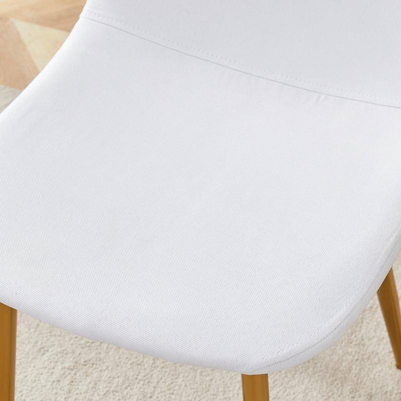 Set of 4 Modern Dining Chairs - Breathable Linen-Cotton Upholstery & Sturdy Integrated Metal Legs