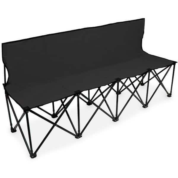 slide 2 of 10, 6-Foot Portable Folding 4 Seat Bench with Back Black