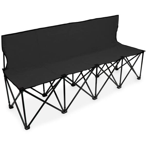 slide 2 of 10, 6-Foot Portable Folding 4 Seat Bench with Back Black