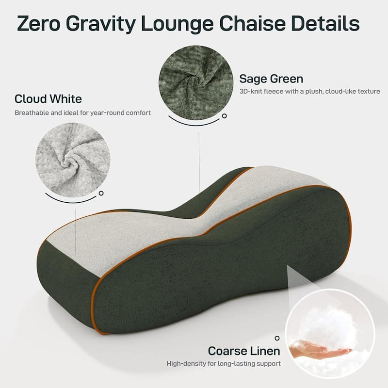 WOWMAX Chaise Lounge Chair Indoor, Ergonomic Zero Gravity Bean Bag Floor Sofa For Adults, Curved Lounger For Living Room