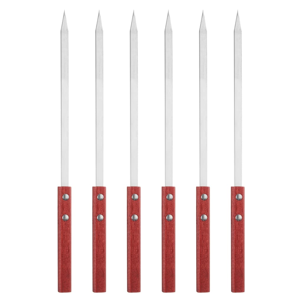 6pcs Kebob Skewers 35cmx10mmx2mm Flat Sticks with Wood Handle